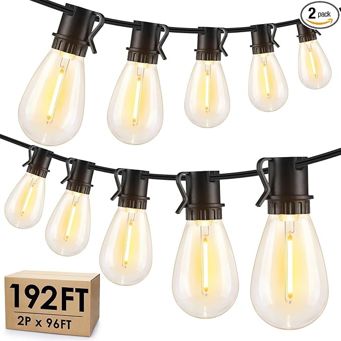 Larkvue 192FT LED Outdoor String Lights, Patio Lights by Larkvue