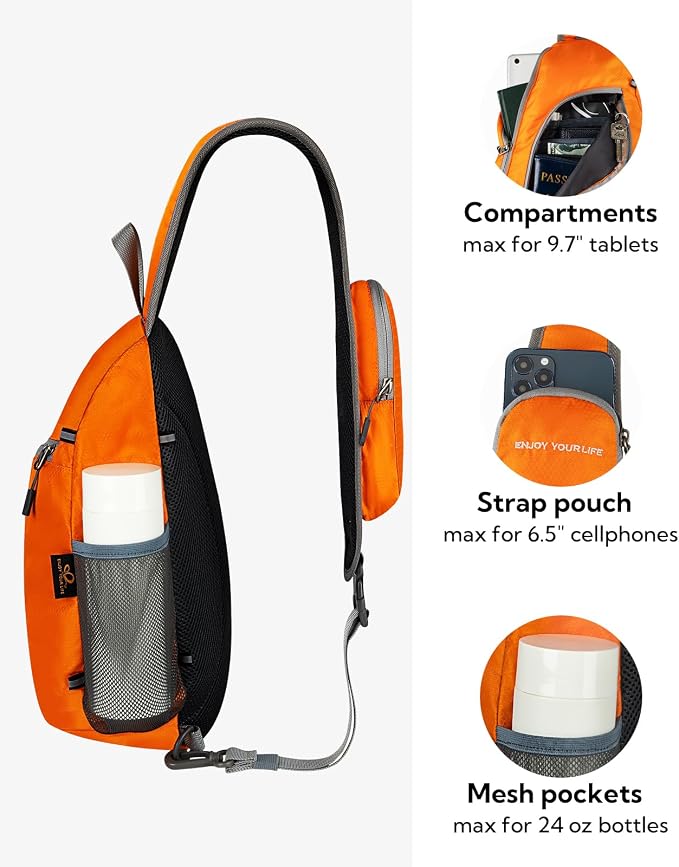 WATERFLY Crossbody Sling Bag Small Water Resistant Backpack Lightweight - Image 4