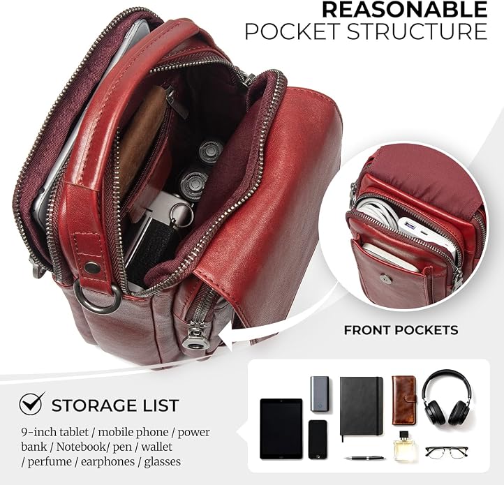 Augus Leather Small Messenger Bag - Image 6