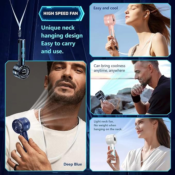2PCS Portable High-Speed Mini Handheld Fan, USB Rechargeable Neck Personal Mini - Image 7