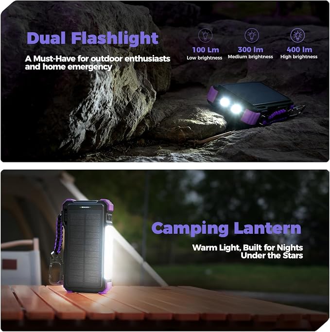 BLAVOR Solar Power Bank 20000mAh Built-in Cables, Wireless Charger - Image 5