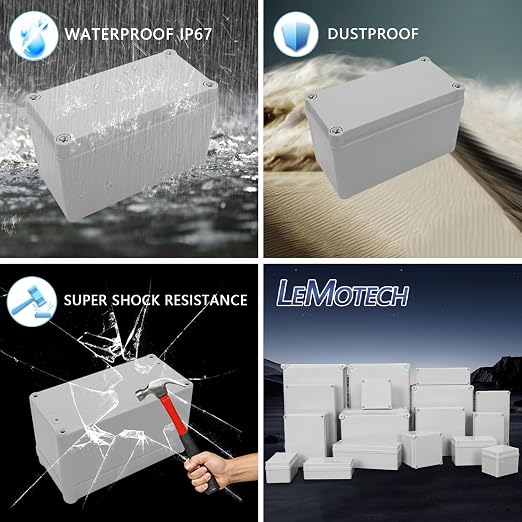 LeMotech Junction Box IP67 Waterproof Dustproof ABS Plastic Project Box - Image 8