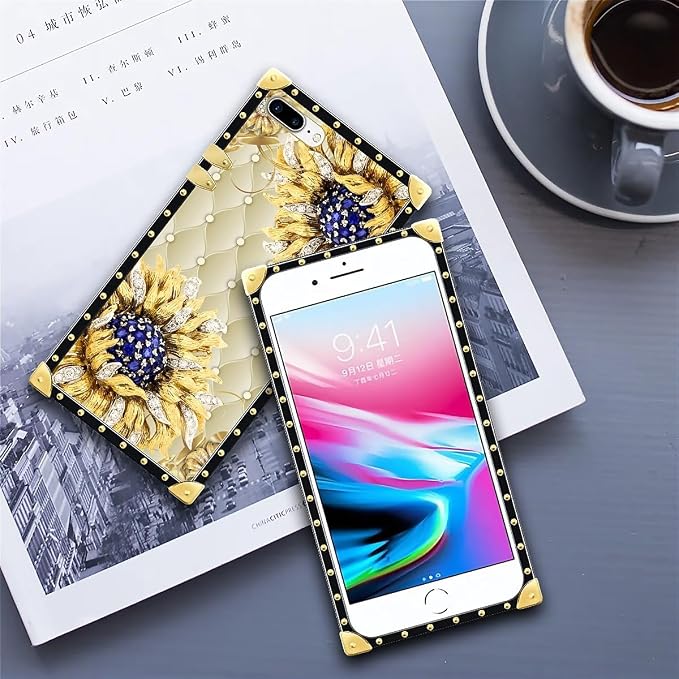 Compatible with iPhone 8 Plus 7 Plus Case, Sunflower Diamonds Leather Luxury - Image 6