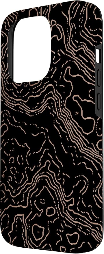 Topography Black & Brown Abstract Pattern Topographic Map Case - Image 2