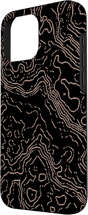 Topography Black & Brown Abstract Pattern Topographic Map Case - Image 2