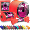 TECEUM 5/32" Paracord Rope 1000 – 1000ft / 200ft / 100ft / 50ft – Tactical by TECEUM