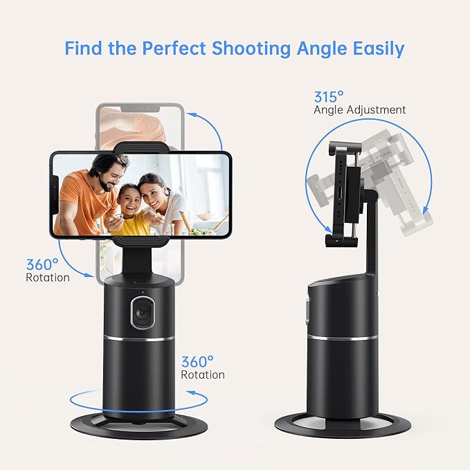 camrola Auto Face Tracking Phone Holder, No App Required, 360° Rotation Face - Image 5