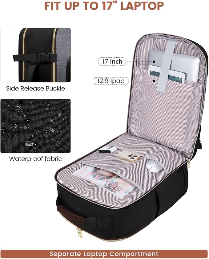 LOVEVOOK 56L Travel Backpack for Women & Men, Airline Approved Carry On Luggage - Image 6