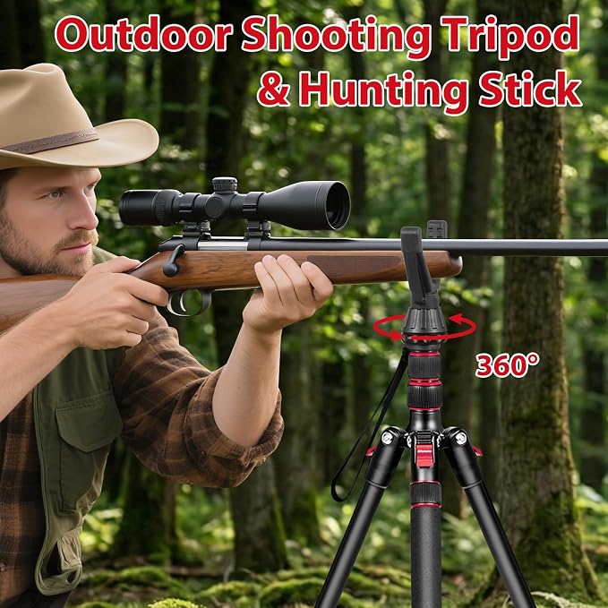 68" Ball Head Camera Tripod & Monopods, 360° Smooth Rotation V-Yoke Rifle - Image 5