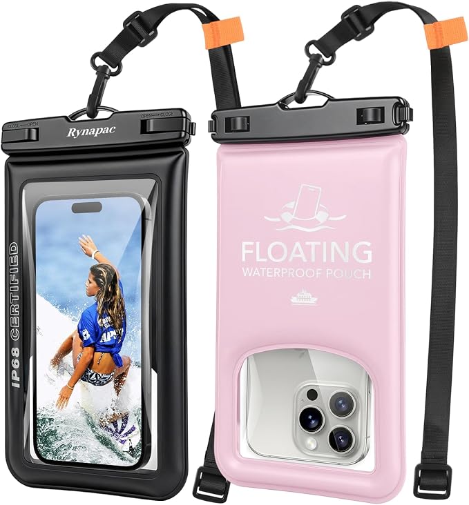 Waterproof Phone Pouch Floating 2 Pack, IP68 Waterproof Phone Case by Rynapac