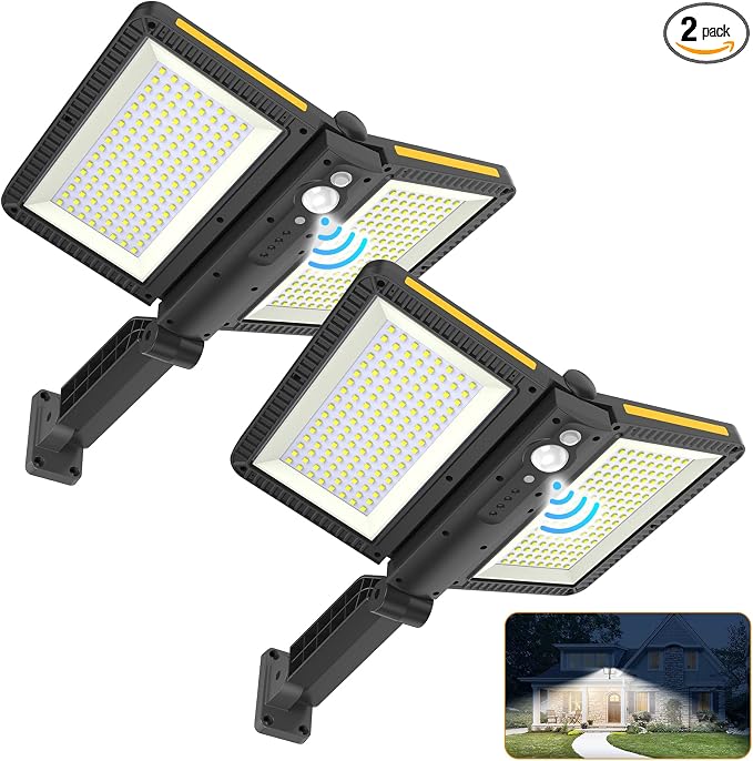 ropelux Solar Outdoor Lights, 6000LM Motion Sensor Outdoor Light Double Big by Ropelux