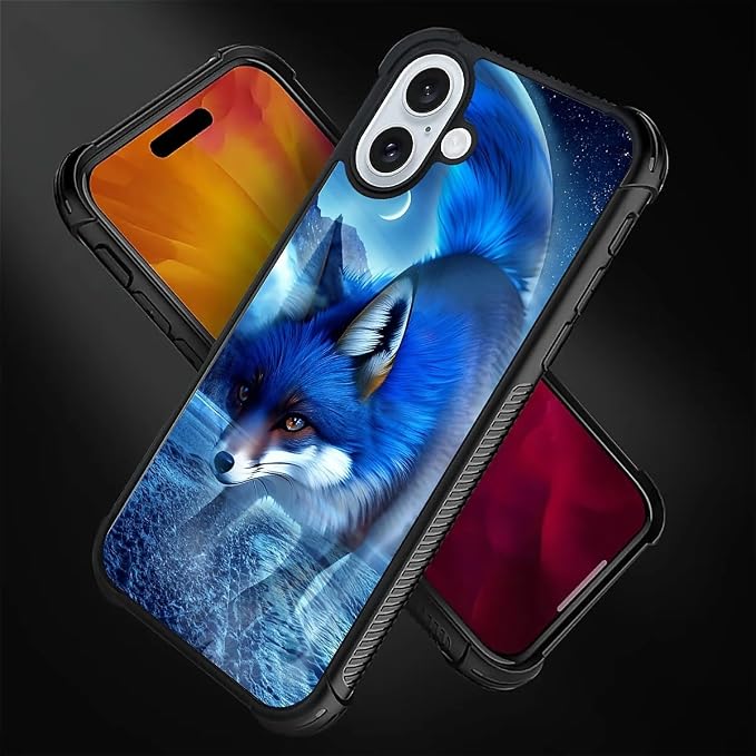for iPhone 16 Plus Case, Snowy Mountain Fox Lake Pattern Graphic Design Girl - Image 2