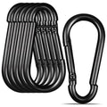 Black Carabiner, Heavy Duty Galvanized Steel Spring Snap Hook Carabiner Clips by High-PQ