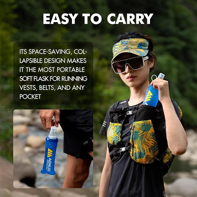 AONIJIE Running Water Bottle 2PCS 250ml/8.5oz Soft Flask TPU Collapsible Water - Image 4