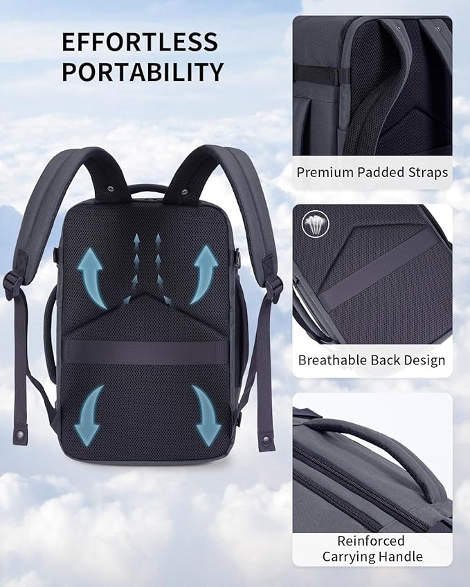 ECOHUB 17" Small Travel Backpack, United Airlines Personal Item Bag 17x10x9 - Image 5