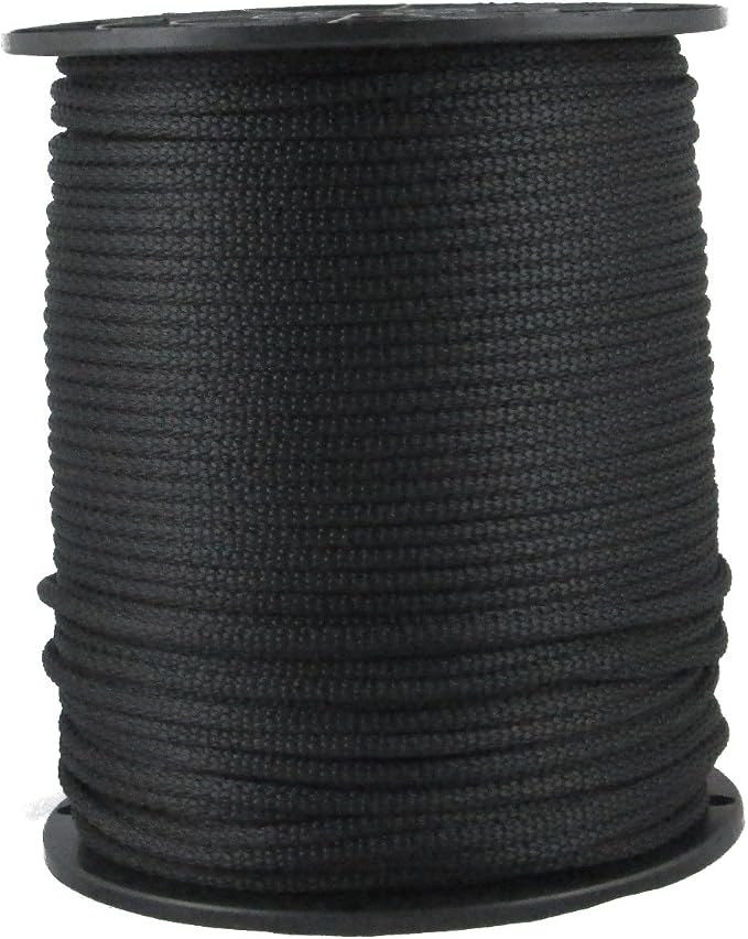 QNR 3/16" Black Polyester Rope, Solid Braid Dacron Utility Rope, 500 ft Spool by QualityNylonRope