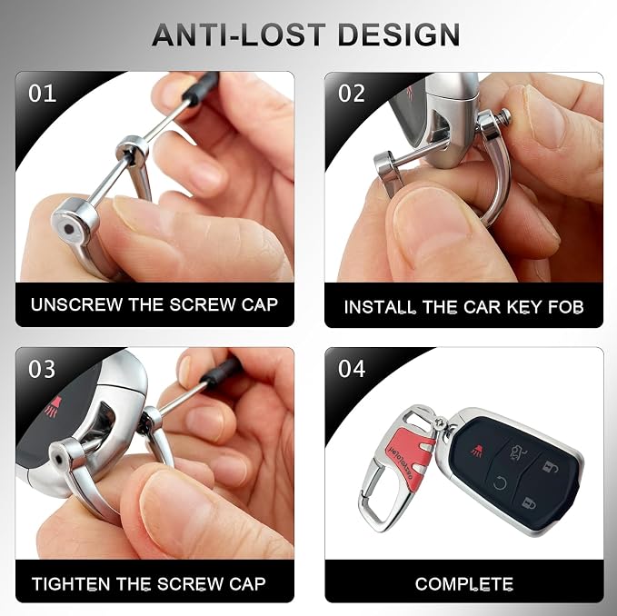 Keychain with Carabiner Clip, 4 Heavy Duty Key Rings and D Ring - Image 9