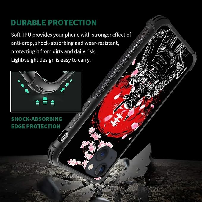 for iPhone 13 Mini Case, Sakura Japanese Samurai Pattern Graphic Design Girl - Image 2
