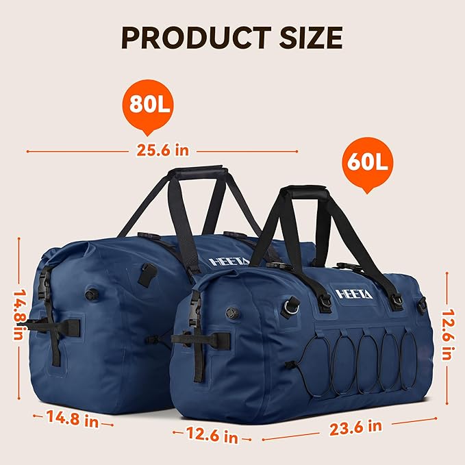 HEETA Waterproof Duffel Bag Motorcycle Dry Bag Backpack, 60L/80L Extra Large - Image 5