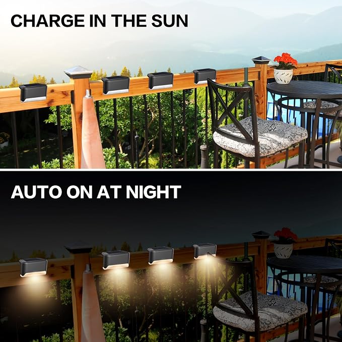 BKBB PPBB Solar Deck Lights Outdoor, Waterproof LED Solar Lights - Image 6