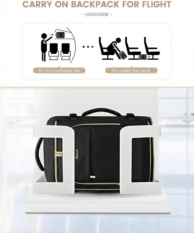 LOVEVOOK 40L Travel Backpack Carry on Flight Approved, Personal Item Bag - Image 3