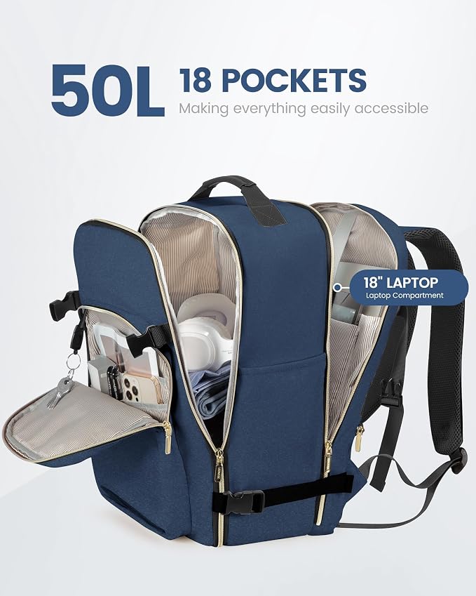 LOVEVOOK Travel Backpack for Women & Men 50L, Airline Approved Carry On - Image 3
