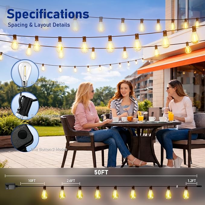 50FT LED Outdoor String Lights - Image 7