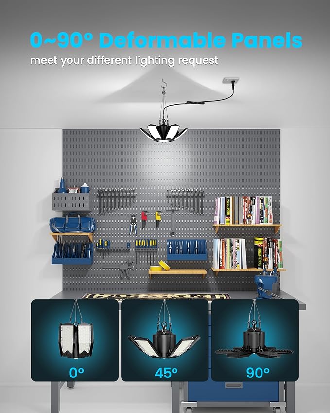 2-Pack Motion Sensor Garage Lights Plug in, 200W Super Bright Motion Activated - Image 6
