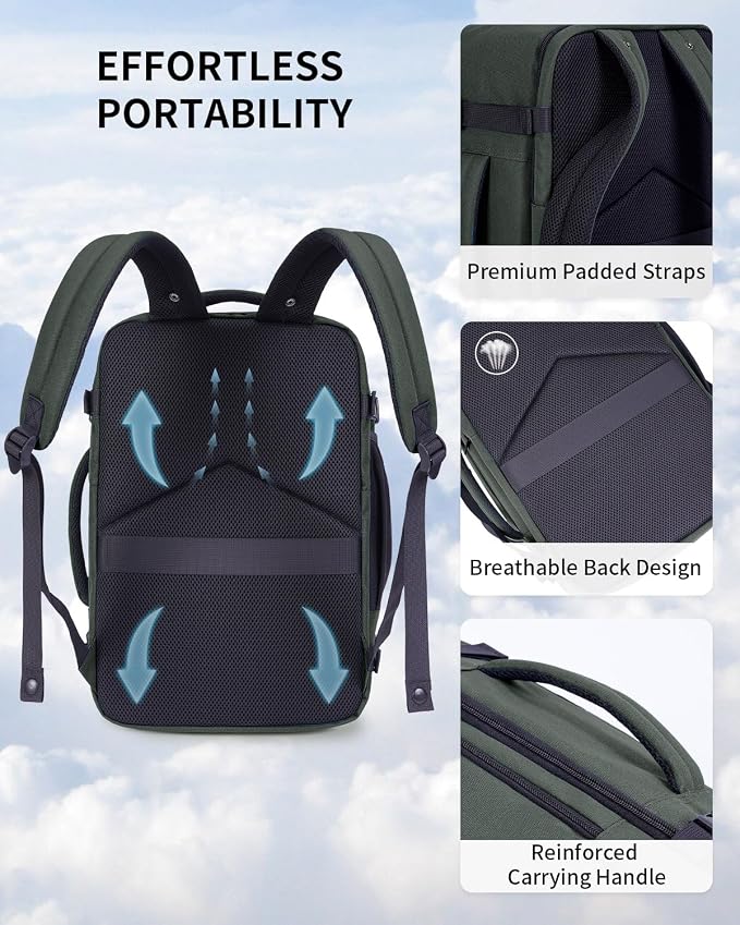 ECOHUB 17" Small Travel Backpack, United Airlines Personal Item Bag 17x10x9 - Image 5