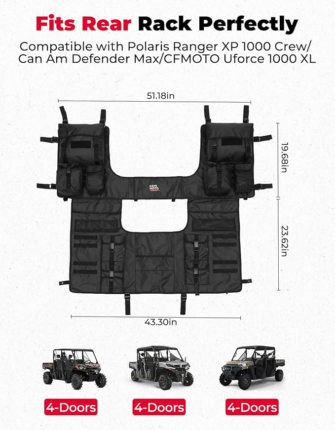 KEMIMOTO UTV Storage Bag, Seat Back Rack Compatible - Image 6