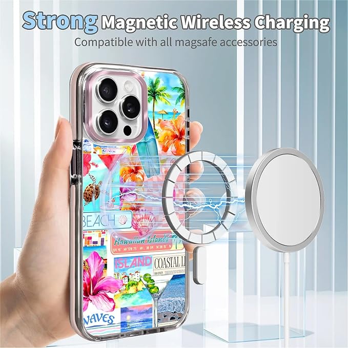 Case for iPhone 15 Pro, Coastal Beach Cover Coquette Collage Phone Case - Image 4