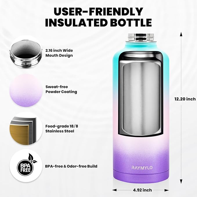 RAYMYLO Insulated Water Bottle 87 oz, Triple Wall Vacuum Stainless Steel - Image 5