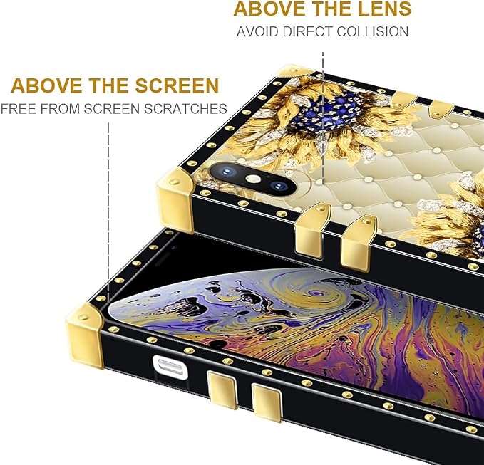 Compatible with iPhone XR Case, Sunflower Diamonds Leather Luxury Golden - Image 7