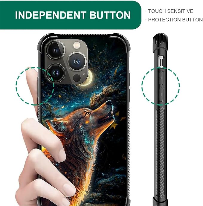 for iPhone 12 Pro Max Case, Star Cave Hungry Wolf Pattern Graphic Design Girl - Image 4