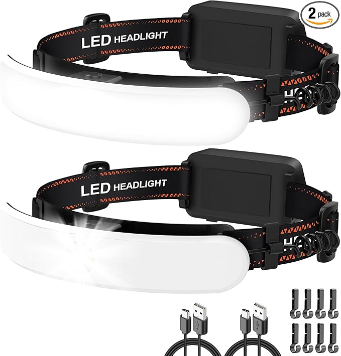Rechargeable Headlamp High Lumen, 230° Wide Beam 1800 Lumen Super Bright Head by ZIOEYIUE