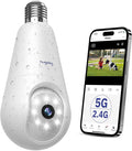 Hugolog 2K 3MP Light Bulb Security Camera 5G& 2.4GHz WiFi, 360° Wireless by Hugolog