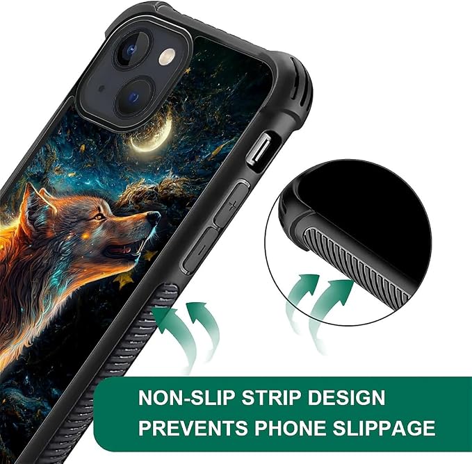 for iPhone 15 Plus Case, Star Cave Hungry Wolf Pattern Graphic Design Girl Boy - Image 3