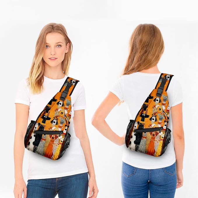 FyLybois Dog Sling Bag for Women Lightweight Crossbody Backpack Casual Daypack - Image 3
