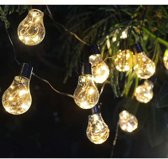 14ft Battery Operated 20 Hanging Bulb 100 LED String Lights, Vintage Commercial - Image 6