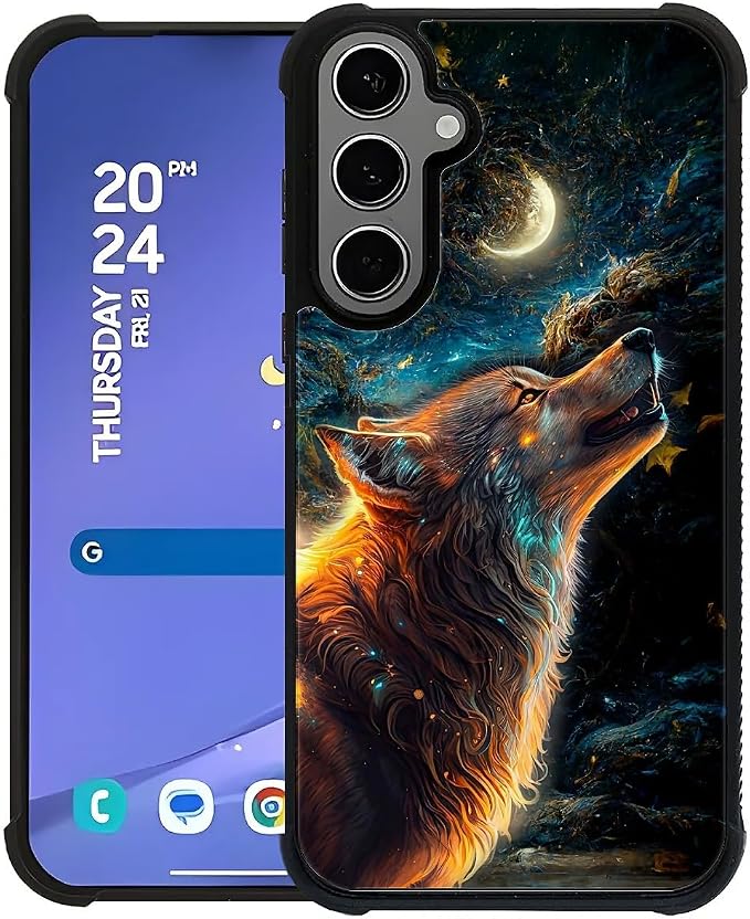 for Samsung Galaxy S24 S25 Plus Case, Star Cave Hungry Wolf Pattern Graphic by FKBRCL4U