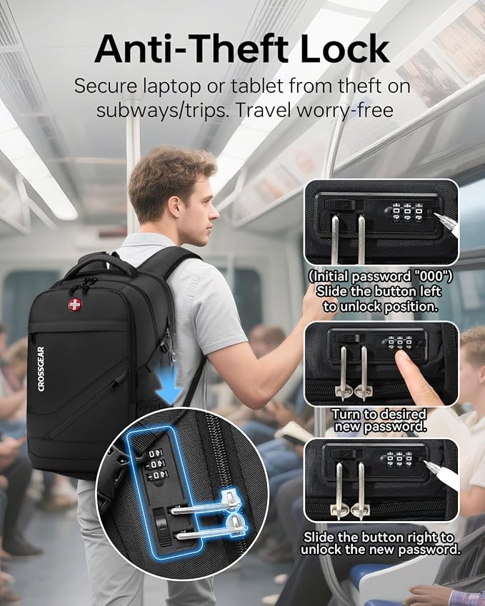 CROSSGEAR Travel Laptop Backpack + Crossbody Sling Bag Set, Fits 14-17.3" - Image 5