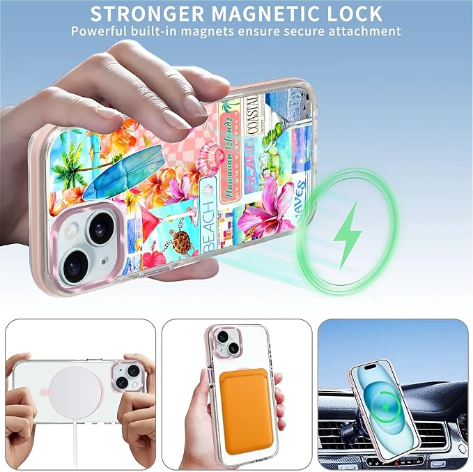 Case for iPhone 15, Coastal Beach Cover Coquette Collage Phone Case Design，for - Image 3
