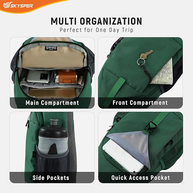 SKYSPER Sling Bag RFID Cross Body Bag Recycled Crossbody Backpack Travel Daypack - Image 5
