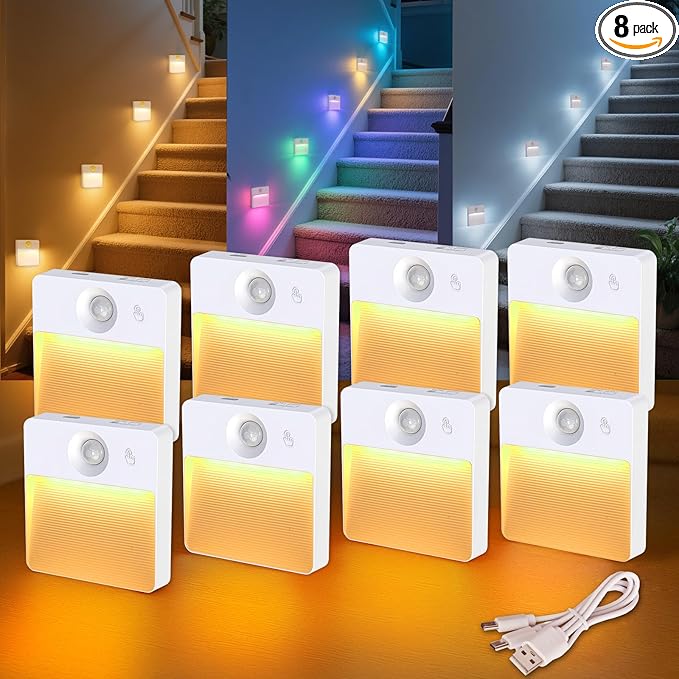 Guankai 8 Pack Rechargeable Motion Sensor Stair Light by Guankai