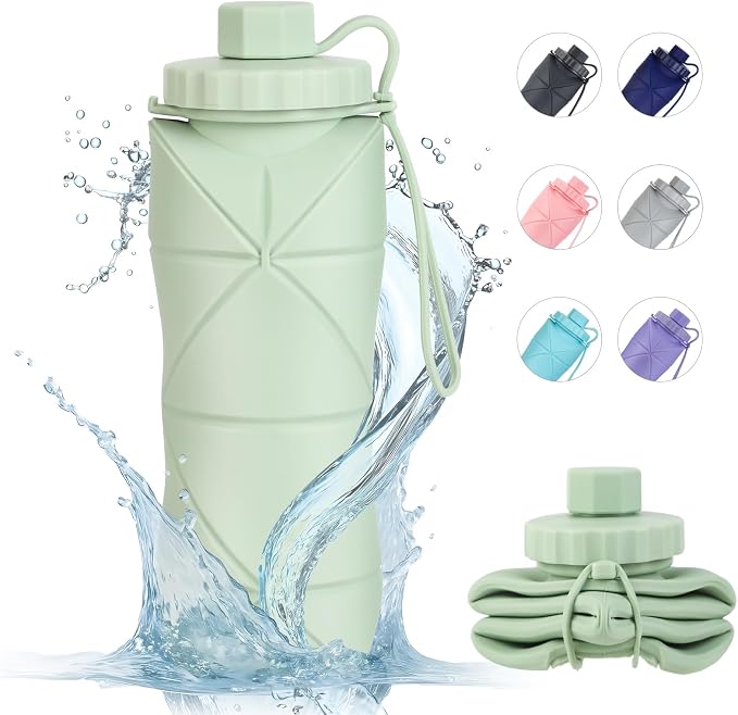 YCT Collapsible Silicone Travel Water Bottle 20oz, Reuseable Leakproof BPA Free - Image 2
