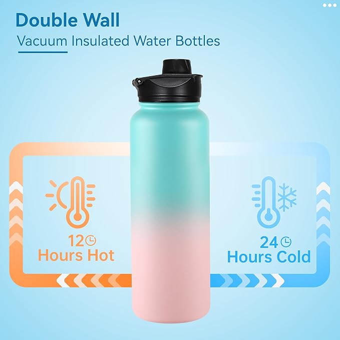 VEGOND 40 oz Insulated Water Bottle Bulk Stainless Steel Metal Water Bottles - Image 3