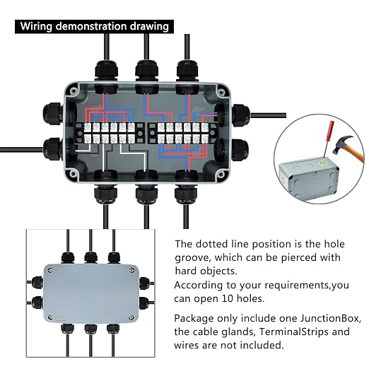 Nineleaf Waterproof Electrical Box, 6PK Outdoor Junction Boxes, IP66 External - Image 3