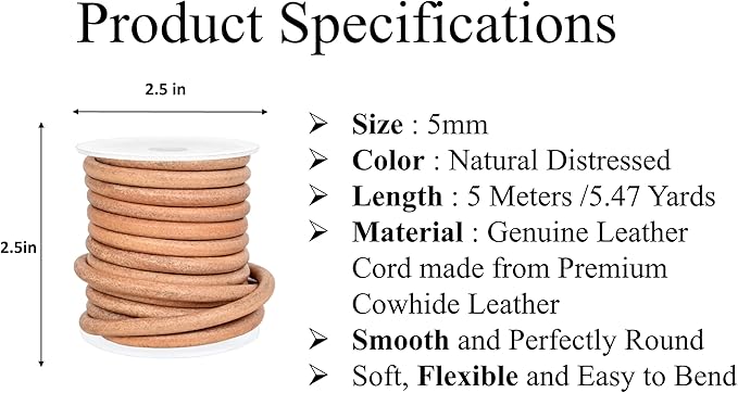 GENIQUE Real/Genuine Round Leather String Cord - Image 2