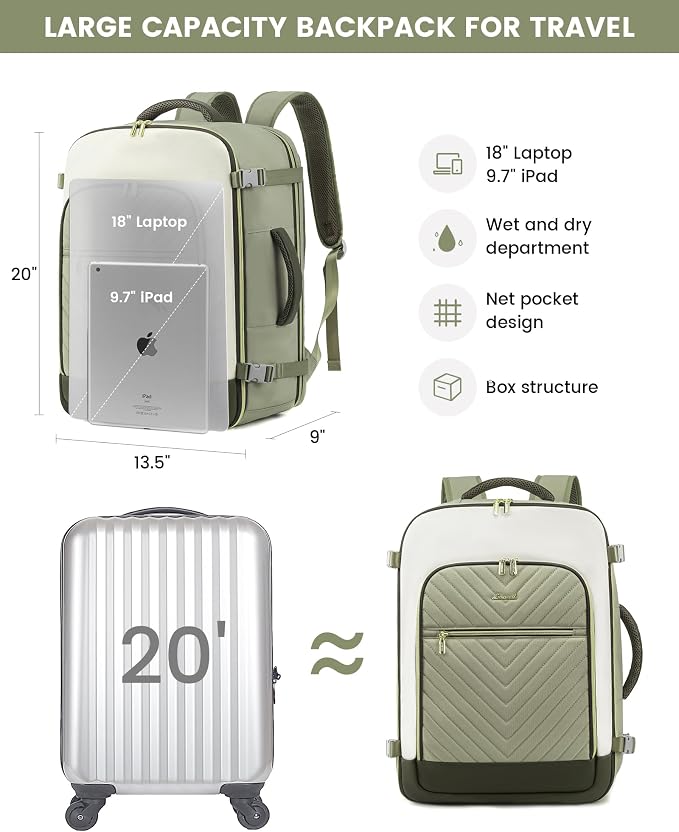 LOVEVOOK Large Travel Backpack for Women, TSA Carry on Backpack for Airplanes - Image 3