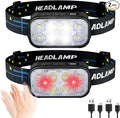 8 LED Headlight Rechargeable 2 Pack by PLUSINTO